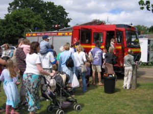 The young visitors were especially delighted to have a chance to pretend to be firemen